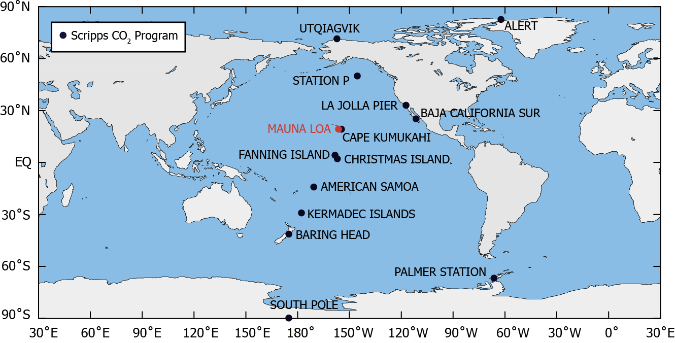 Map of Mauana Loa Observatory station